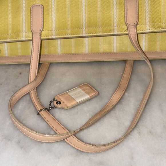 Coach Bag Purse Handbag Legacy Weekend Ticking Stripes PVC Large Shoulder Tote - Picture 11 of 16